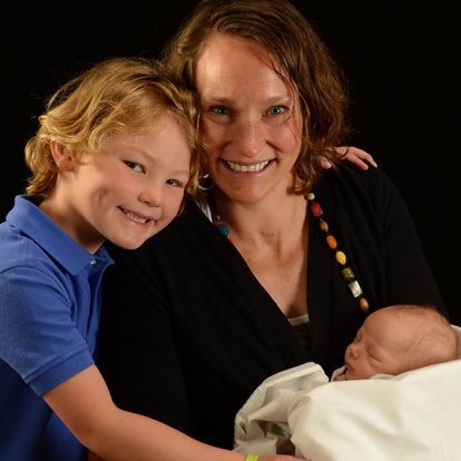 The author with her sons, Van (left) and Orren, in 2019.