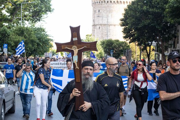 Ιούλιος 2021  Διαδήλωση αντιεμβολιαστών στη Θεσσαλονίκη