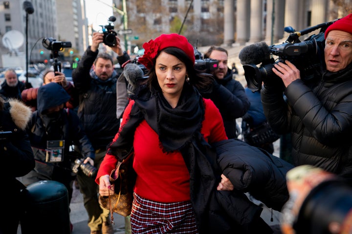 Sarah Ransome, one of Jeffrey Epstein and Ghislaine Maxwell's accusers, arrives at the courthouse for the start of Maxwell's trial in New York on Nov. 29. Ransome did not testify in the trial.