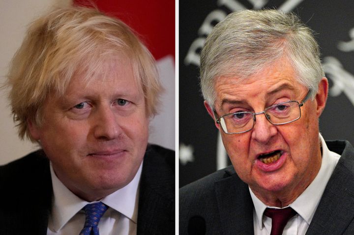UK prime minister Boris Johnson and Mark Drakeford, the first minister of Wales.