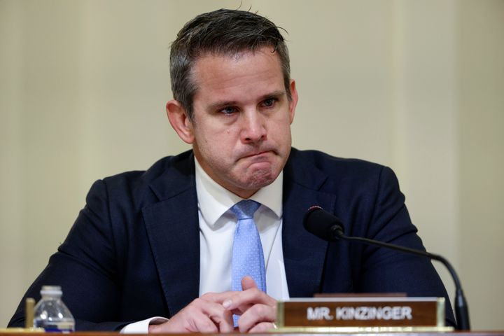 Rep. Adam Kinzinger, R-Ill., pauses as he speaks during the House select committee hearing on the Jan. 6 attack on Capitol Hill in Washington, on July 27, 2021. (Jim Lo Scalzo / Pool via AP, File)