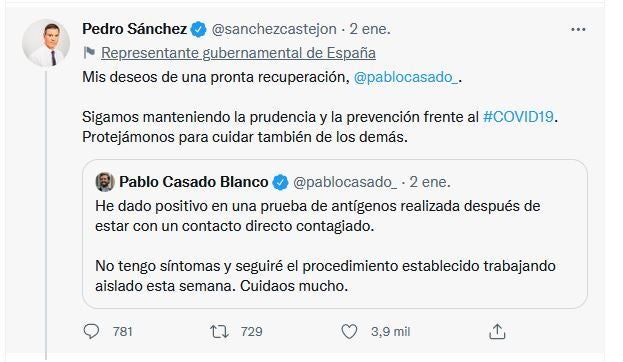 El tuit de Pedro Sánchez al que ha respondido José Luis Jiménez.