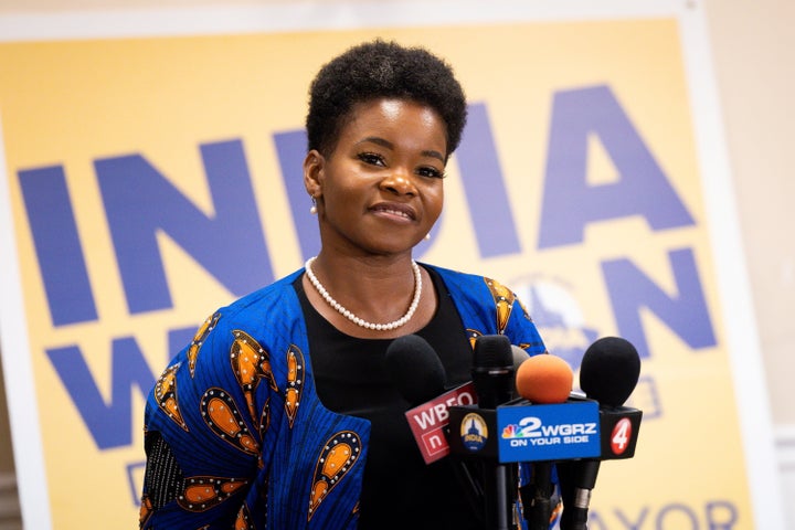 India Walton, the Democratic nominee for mayor of Buffalo, New York, speaks on election night. Mayor Byron Brown defeated Walton in a write-in campaign in November.