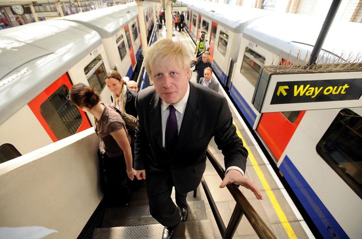 Boris Johnson at High Street Kensington tube station when Mayor of London.