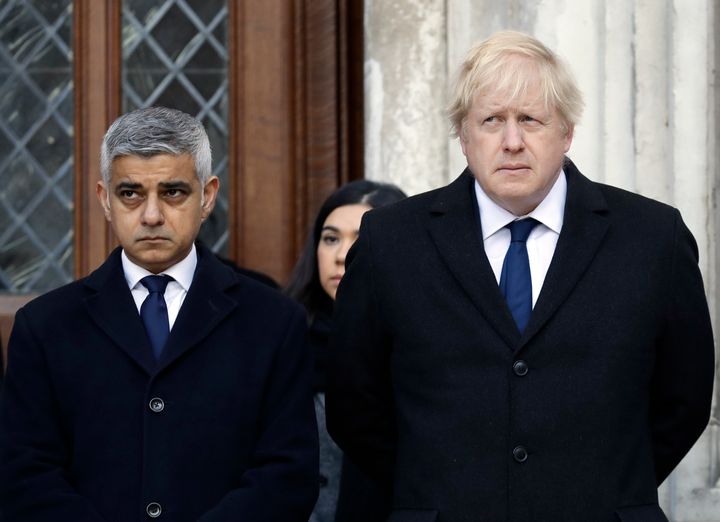 Prime Minister Boris Johnson and current Mayor of London Sadiq Khan take part in a vigil to remember London attack victims.