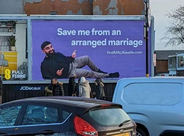 Mohammed Malik on one of his bold billboards.