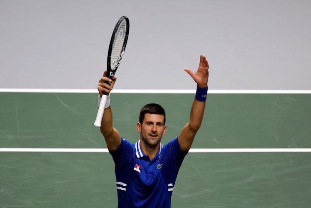 Novak Djokovic, ici lors de la demi-finale de Coupe Davis Serbie-Croatie à Madrid, en Espagne,...