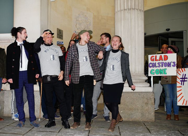 Sage Willoughby, Jake Skuse, Milo Ponsford and Rhian Graham outside Bristol Crown Court.