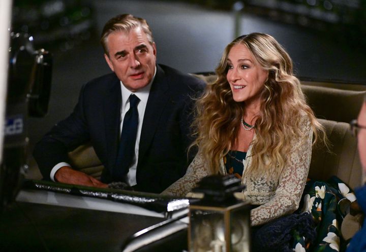 Chris Noth and Sarah Jessica Parker on the set of And Just Like That...