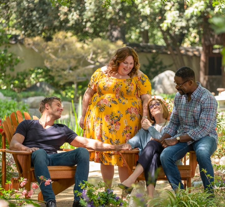 Kevin (Justin Hartley), Kate (Chrissy Metz), Rebecca (Mandy Moore) and Randall (Sterling K. Brown) on NBC's "This Is Us."