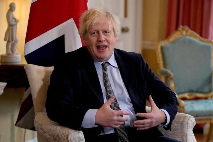 Boris Johnson at a meeting inside number 10 Downing Street.