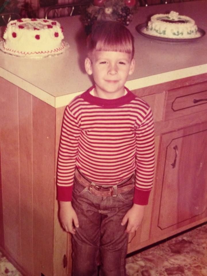 The author, age 5, at his mom's last birthday party.