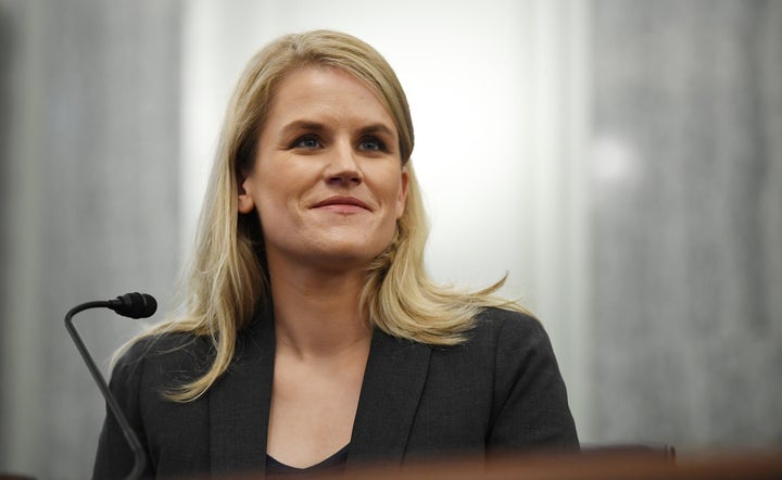 Facebook whistleblower Frances Haugen testifies before a Senate subcommittee on Oct. 05, 2021.