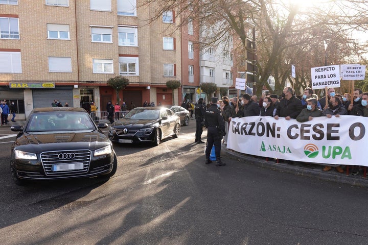 Protesta de ganaderos contra Sánchez en Palencia.