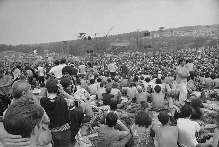 A general view of the crowd at the Woodstock Music and Arts Festival, Aug. 14, 1969. 