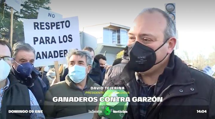 Ganaderos en la protesta contra Garzón en Palencia.