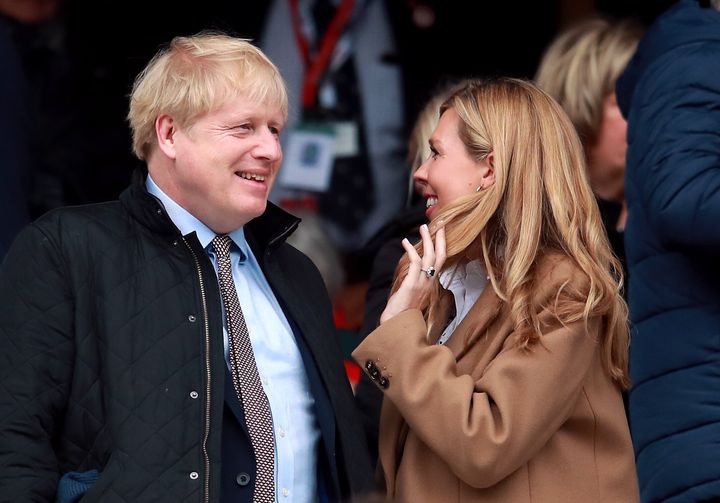 Boris Johnson and his wife Carrie Johnson pictured in December 2020