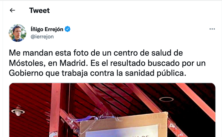 Captura de un tuit de Íñigo Errejón.