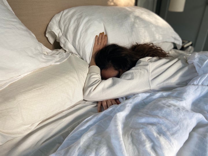 A photo the author's son took of her while she was sleeping