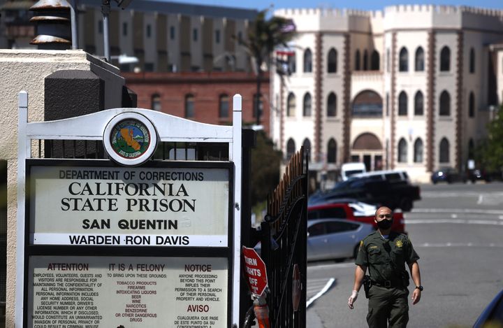 The front gate of San Quentin State Prison on June 29, 2020, in California.