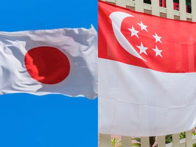 日本とシンガポールの国旗のイメージ画像