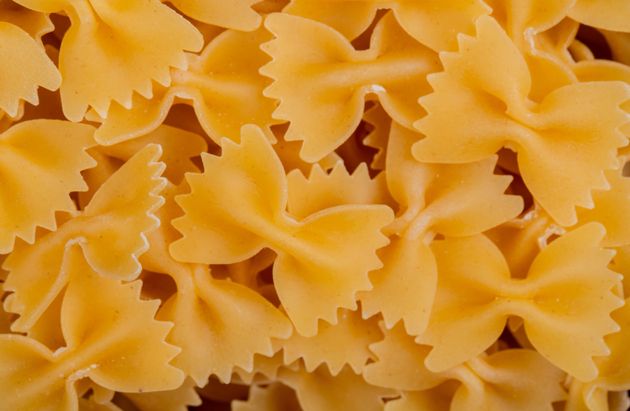 top view of farfalle pasta as