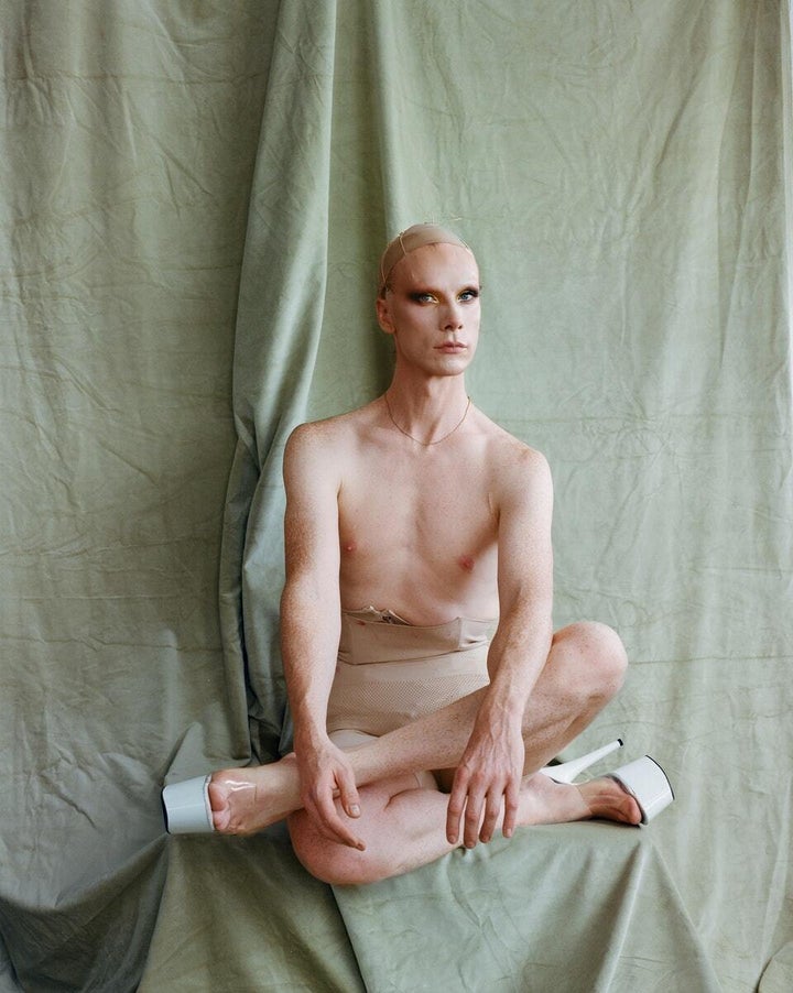 Airy, 2021, by Anna Louise Brooks.<br><br>"We wanted to create a series of images that captured Aaron in their drag persona and all the moments that led up until their final look. This was taken on set, in a moment of rest in between the makeup, wig and styling."