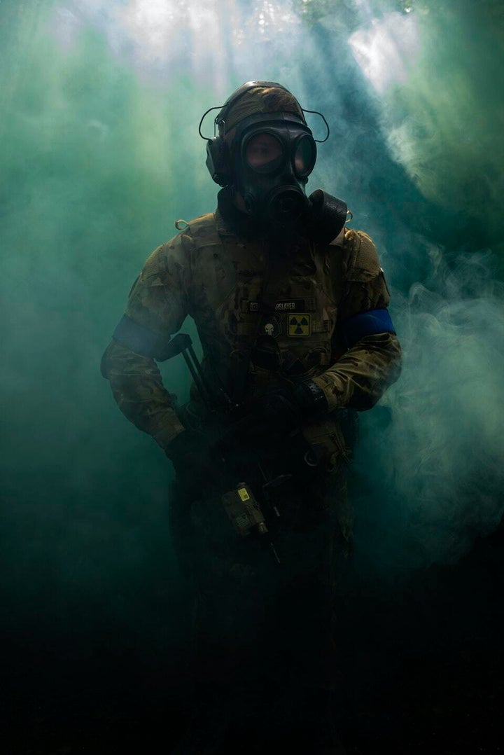 Airsoft player, Invicta Battlefield (2021), by Danny Burrows<br><br>"This portrait is from project I am working on about the martial sport of airsoft and its community of players, entitled 'Killing Me Softly' for my MA in photography at Falmouth University. The intention of the project is to discover who these self-imagined warriors are, why they play war in their leisure time and the social and cultural circumstances and symbols that inform and encourage their games."