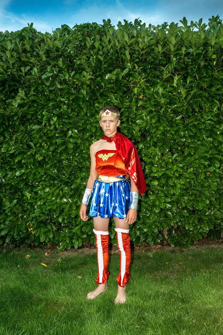 Wonder boy, by Marksteen Adamson<br><br>"George chose this outfit for his personal study "How Social Expectations of Masculine Attractiveness have Restricted Male Expression Through Fashion" He says "I think the way men are expected to be in society is detrimental. The expectation of ‘manliness’ – wanting all the ‘manly’ parts of the typical masculine attitude without any of the vulnerabilities. Limited emotional expression but still needing mature understanding of mental state. Its no wonder men struggle to develop a feminine side."