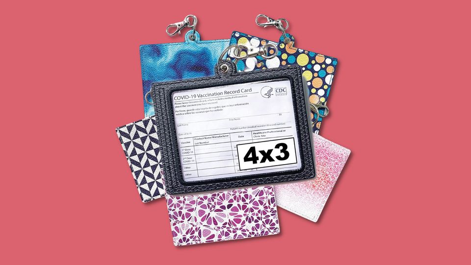 A 6-pack of decorative vaccine card holders