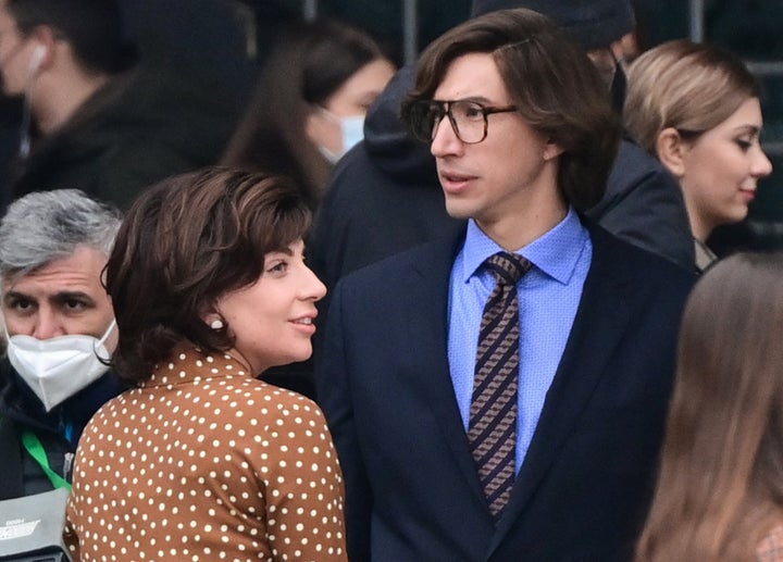 Lady Gaga Thinks Her Character From &Quot;House Of Gucci&Quot; Sent Flocks Of Flies To Her Lady Gaga And Adam Driver Pictured On March 11, 2021 In Piazza Duomo In The Center Of Milan During The Filming. &Quot;Gucci House.&Quot;