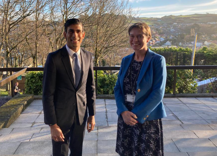 <strong>As the PM apologised, the chancellor was in north Devon. "Excited to be in Ilfracombe this morning with Selaine Saxby," he tweeted. </strong>