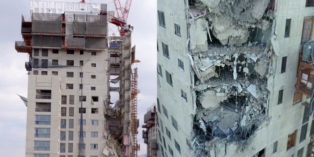 지난 11일 오후 3시46분쯤 광주 서구 화정동의 한 아파트 공사현장에서 외벽 붕괴 사고가 발생했다. 사진은 사고가 발생한 아파트 공사현장