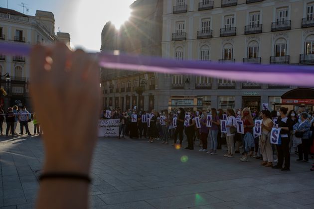 Manifestación en la Puerta de Sol de Madrid contra la violencia