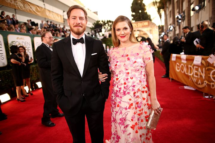 Will Kopelman and Drew Barrymore arrive at the Golden Globes in 2014. 