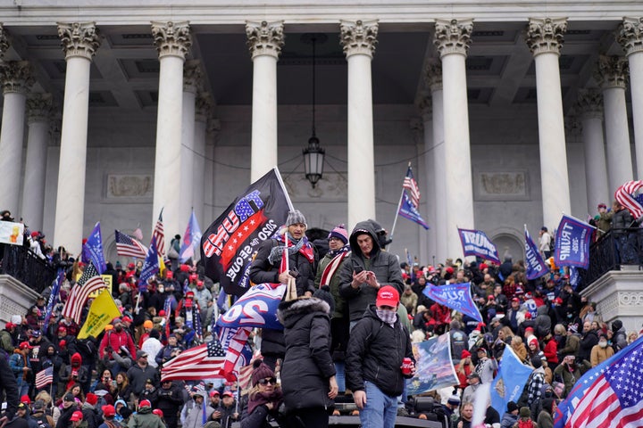 Trump supporters storm the U.S. Capitol and halt a joint session of the 117th Congress on Jan. 6, 2021.