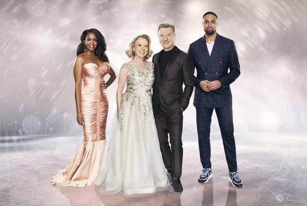 Oti with fellow Dancing On Ice judges Jayne Torvill, Christopher Dean and Ashley Banjo