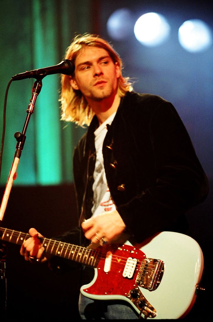 Kurt Cobain of Nirvana pictured performing.
