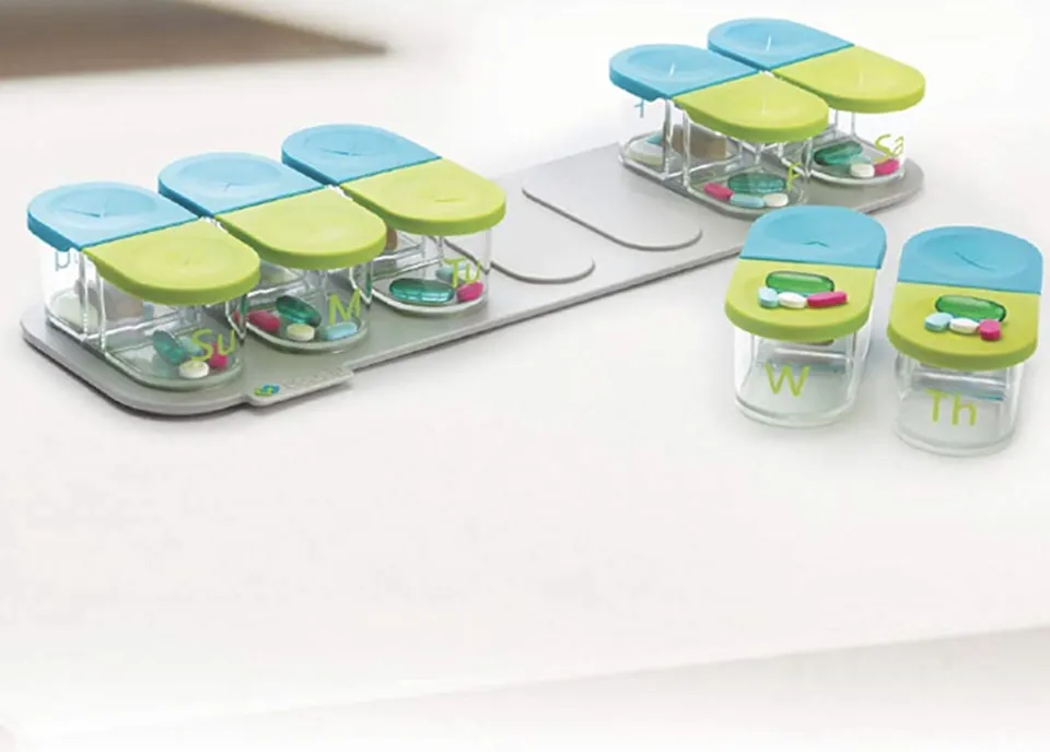 Sagely SMART Weekly Pill Organizer (Green/Blue)