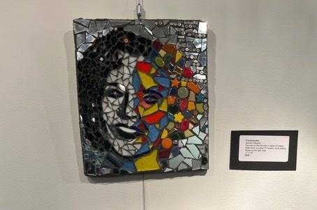 Jennifer Wagner's mosaic of Betty White, made from the glass of a TV screen.