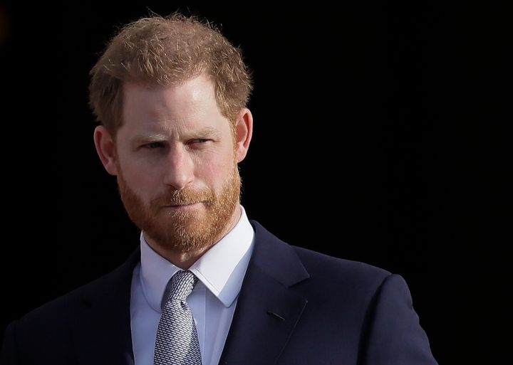 Prince Harry arrives in the gardens of Buckingham Palace in January 2020.