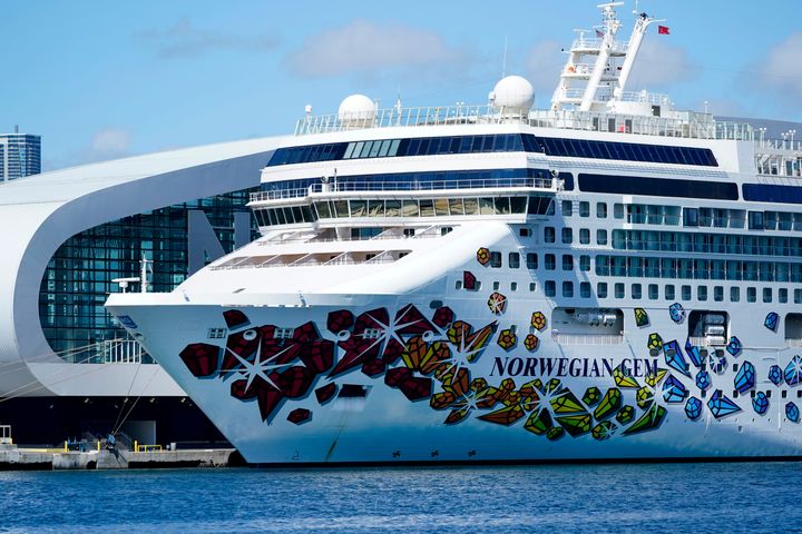 The Norwegian Gem cruise ship in Miami in August. The cruise ship had all but one of its tropical destinations canceled due to COVID-19 while on a 10-day cruise.