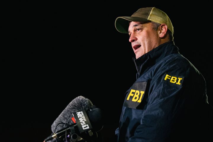 FBI Special Agent in Charge Matthew DeSarno speaks at a news conference near the Congregation Beth Israel synagogue on Jan. 15 in Colleyville, Texas. All four people who were held hostage at the Congregation Beth Israel synagogue have been safely released after more than 10 hours of being held captive by a gunman.