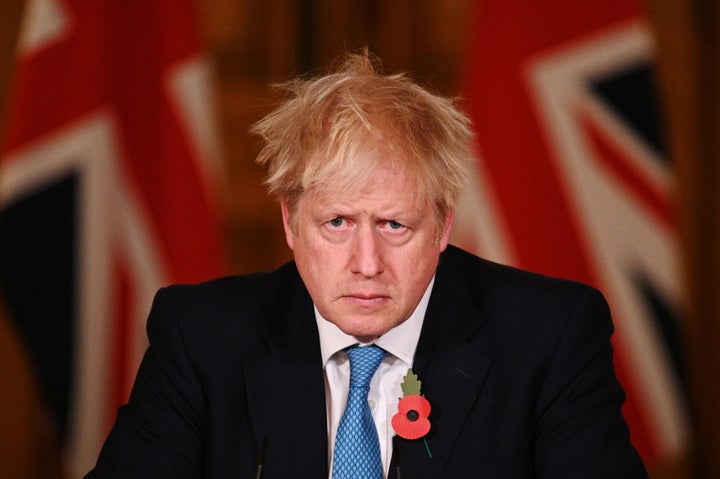 Boris Johnson, en noviembre de 2020, durante una rueda de prensa en Downing Street para explicar la evolución de la pandemia.