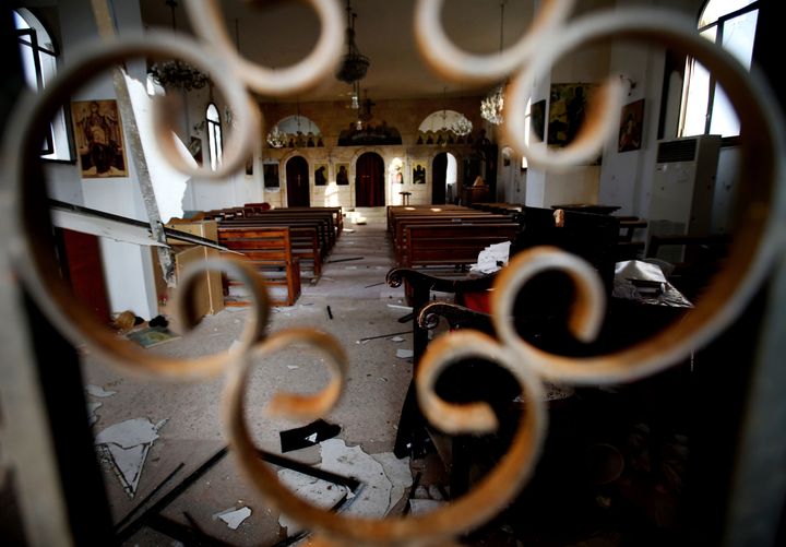 Κατεστραμμένε χριστιανική εκκλησία στο Ιντλίμπ της Συρίας. 