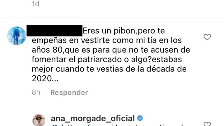 El comentario al que ha respondido Ana Morgade.