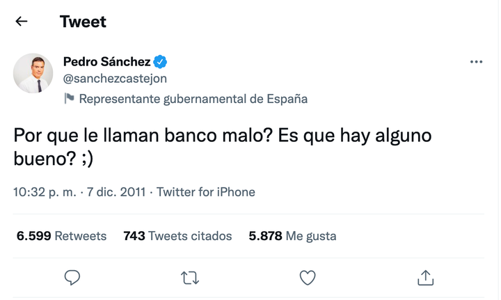 Tuit de Pedro Sánchez
