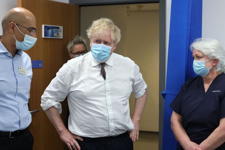 Boris Johnson visits Finchley Memorial Hospital in North London on Tuesday.