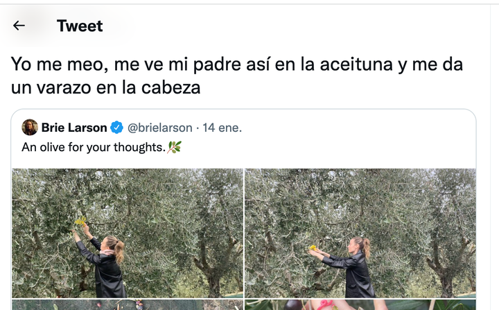 Respuesta al tuit de Brie Larson.