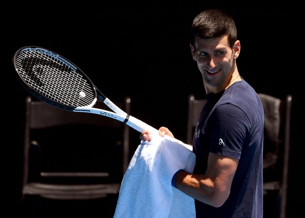 Djokovic, en un entrenamiento en Australia antes de ser